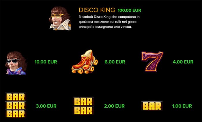 slot Disco Danny online - Tabella pagamenti