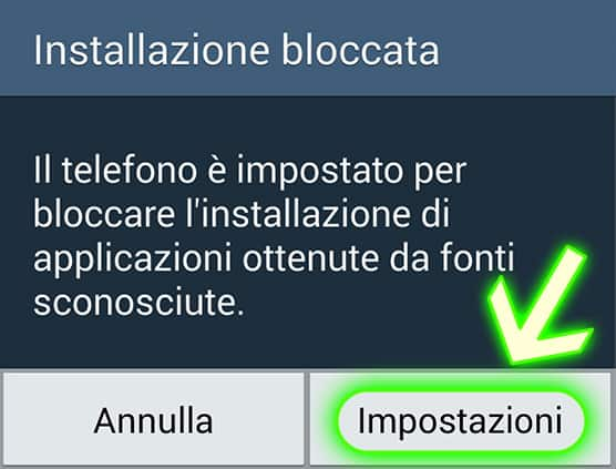 Impostazioni sorgenti sconosciute