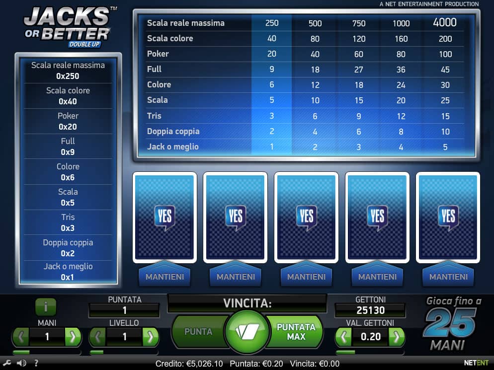 Jacks or Better Double Up