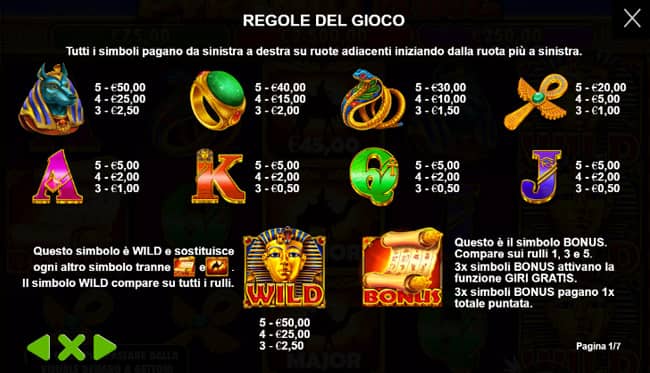 Pyramid King: Tabella delle vincite Pyramid King Slot Gratis: Tabella delle vincite