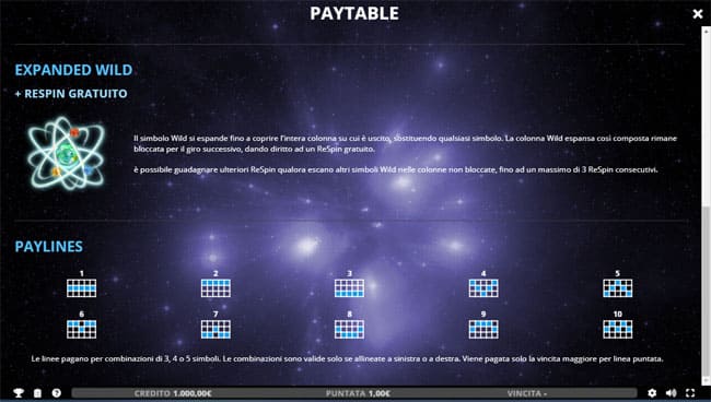 Gioco slot machine online Stardust Evolution gioco gratuito bonus giri gratis